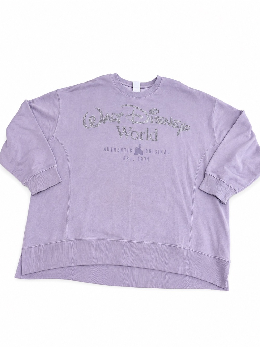 Disney Lavender Crewneck Sweatshirt with Silver Rhinestones size 1X NWT